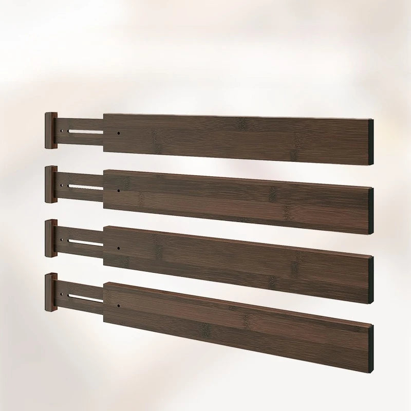 2Pcs Bamboo Drawer Dividers Organizers Adjustable Expandable Loaded Drawer Separators for Kitchen Bedroom Dresser Organizer