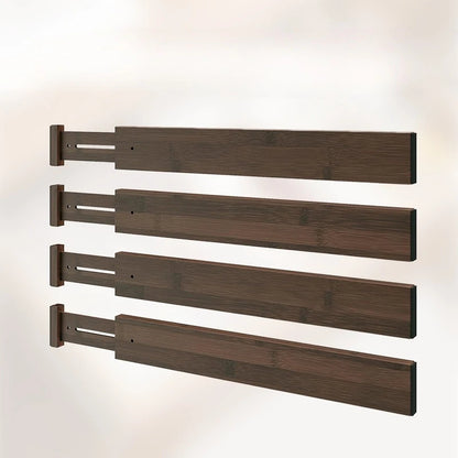 2Pcs Bamboo Drawer Dividers Organizers Adjustable Expandable Loaded Drawer Separators for Kitchen Bedroom Dresser Organizer