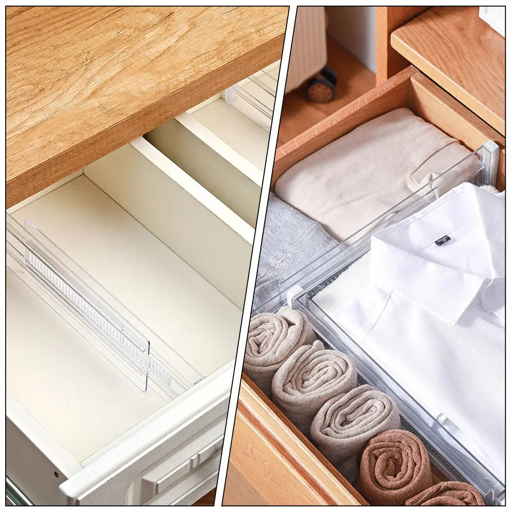 2Pcs Drawer Partition Board Adjustable Clear Drawer Dividers for Clothes Kitchen Organization Home Storage Tool