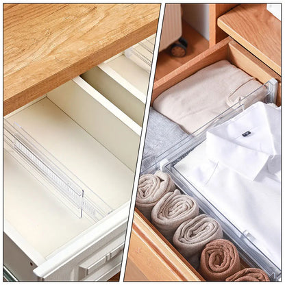 2Pcs Drawer Partition Board Adjustable Clear Drawer Dividers for Clothes Kitchen Organization Home Storage Tool