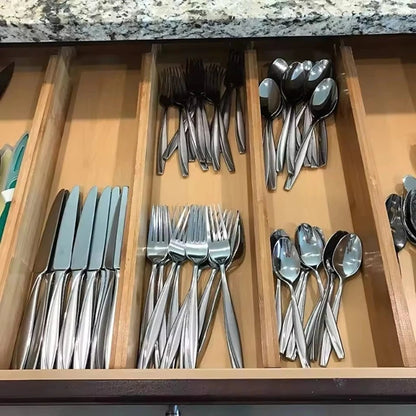 2Pcs Bamboo Drawer Dividers Organizers Adjustable Expandable Loaded Drawer Separators for Kitchen Bedroom Dresser Organizer